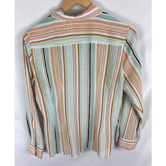 Rachel Zoe Pattern Stripe Long Sleeve Button Down Shirt Size Medium - Picture 6 of 6